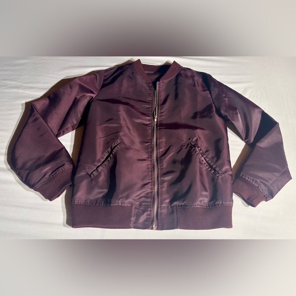 Casual Long Sleeve Zip Up Biker Bomber Jacket